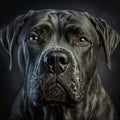 Italian cane corso dog studio portrait in ravishing realistic closeup.