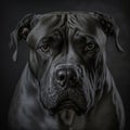 Italian cane corso dog studio portrait in ravishing realistic closeup.