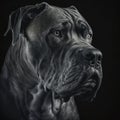 Italian cane corso dog studio portrait in ravishing realistic closeup.