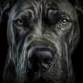 Italian cane corso dog studio portrait in ravishing realistic closeup.