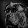 Italian cane corso dog studio portrait in ravishing realistic closeup.