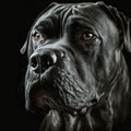 Italian cane corso dog studio portrait in ravishing realistic closeup.