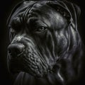 Italian cane corso dog studio portrait in ravishing realistic closeup.