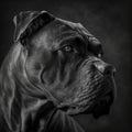 Italian cane corso dog studio portrait in ravishing realistic closeup.