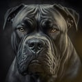 Italian cane corso dog studio portrait in ravishing realistic closeup.