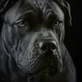 Italian cane corso dog studio portrait in ravishing realistic closeup.