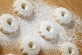 Italian canestrelli biscuits covered with powdered sugar Royalty Free Stock Photo