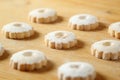 Italian canestrelli cookies on a wooden table Royalty Free Stock Photo