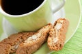 Italian cantuccini cookies and coffee cup Royalty Free Stock Photo