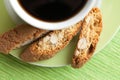 Italian cantuccini cookies and coffee cup Royalty Free Stock Photo