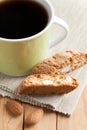 Italian cantuccini cookies and coffee cup Royalty Free Stock Photo