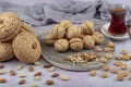 Amaretti cookies traditional Italian biscuits. Almond cookie with almond Royalty Free Stock Photo