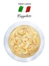 Italian cappelletti or tortellini watercolor Royalty Free Stock Photo