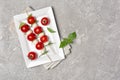 Italian Caprese salad with mozzarella cheese, Cherry tomatoes and basil on skewers Royalty Free Stock Photo