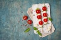 Italian Caprese salad with mozzarella cheese, Cherry tomatoes and basil on skewers Royalty Free Stock Photo