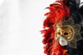 Italian carnival. Venetian red black and gold mask. Mysterious event, party Royalty Free Stock Photo