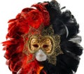 Italian carnival. Venetian red black and gold mask. Mysterious event, party