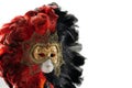 Italian carnival. Venetian red black and gold mask. Mysterious event, party