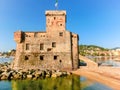 Italian castles on sea italian flag - castle of Rapallo , Liguri