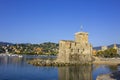 Italian castles on sea italian flag - castle of Rapallo , Liguria Genoa Tigullio gulf near Portofino Italy . Royalty Free Stock Photo