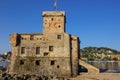 Italian castles on sea italian flag - castle of Rapallo , Liguria Genoa Tigullio gulf near Portofino Italy . Royalty Free Stock Photo