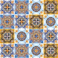 Italian ceramic tile pattern. Mediterranean porcelain pottery.