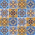 Italian ceramic tile pattern. Mediterranean porcelain pottery.