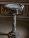 The Italian Chapel interior. Concrete font. Church, Orkney