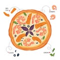 Italian cheese pizza vector illustration. Royalty Free Stock Photo