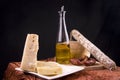 Italian Cheese, Salami & Bread Royalty Free Stock Photo