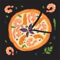 Italian cheese pizza vector illustration. Royalty Free Stock Photo
