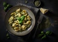 Italian Cheese Tortellini with Rich and Nutty Walnut Pesto.