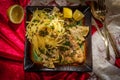 Italian Chicken Piccata Linguine Royalty Free Stock Photo