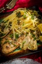 Italian Chicken Piccata Linguine Royalty Free Stock Photo