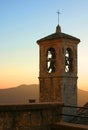 Italian church tower at dusk Royalty Free Stock Photo