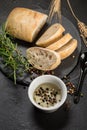 Italian ciabatta bread cut in slices Royalty Free Stock Photo