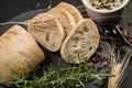 Italian ciabatta bread cut in slices Royalty Free Stock Photo