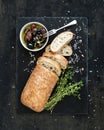 Italian ciabatta bread cut in slices Royalty Free Stock Photo