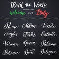 Italian city hand drawn vector lettering.