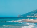 Italian Coast Riviera in Brolo Sicily - Sandy Beach Landscape in Europe Italy - Holiday Vacation Travel Tours Royalty Free Stock Photo