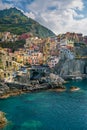 Italian coastline and colorful Manarola town in Cinque terre, Italy