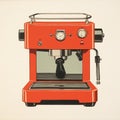 Minimalist Monotype Print Of Retro Coffee Machine