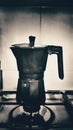 Italian coffee maker on stove. Espresso coffee.