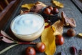 Italian coffee with milk in autumn style Royalty Free Stock Photo