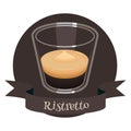 Italian coffee ristretto. Colorful illustration for cafe menu