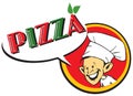 Italian cook / pizzaiolo with pizza / logo