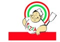 Italian cook / pizzaiolo with pizza / logo