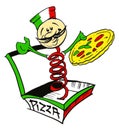 Italian cook / pizzaiolo with pizza / logo