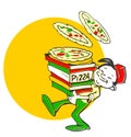 Italian cook / pizzaiolo with pizza / logo