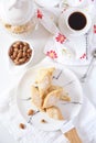 Italian cookie: almonds Canistrelli and cup of coffee
